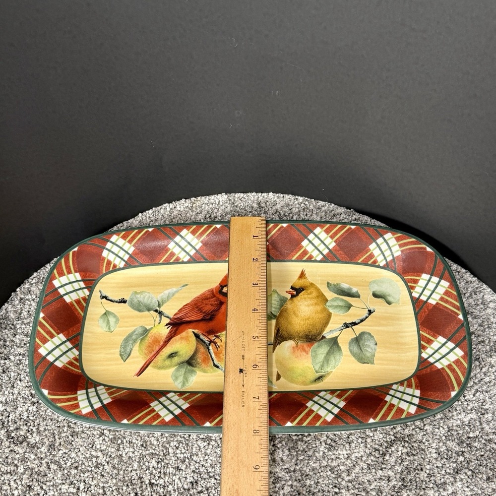 Lenox Christmas Winter Greetings Everyday Tartan Hors D'Oeuvre Tray 14" EUC - Picture 4 of 6